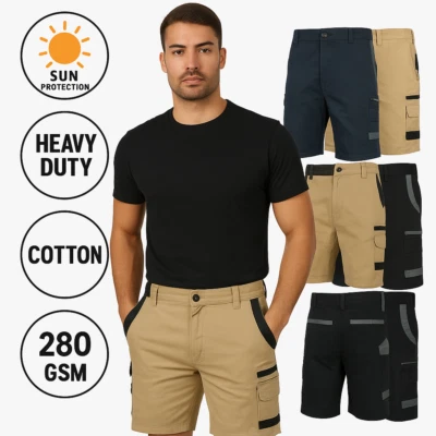 ZAY Workwear Men's Cargo Shorts Cotton Spandex 280GSM Heavy Duty Multi Pocket - image 1 of 2