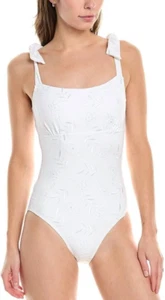 Tommy Bahama Eyelet Hideaway Square Neck One-Piece Swimsuit, White, 6, 8 - Picture 1 of 7