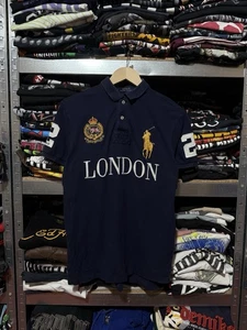 Vintage Polo Ralph Lauren London PRL Blue Men’s Polo T-Shirt Size M y2K Hype - Picture 1 of 13