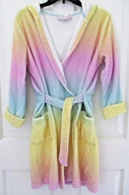 EUC, Girl's Rainbow Unicorn Robe with Belt, Size Lg 12-14 - Image 1 of 4