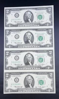 1976 ($2) STARS (4)UNCUT UNCIRCULATED NOTES IN ORIGINAL COLLECTOR EDITION FOLDER - Image 1 of 4