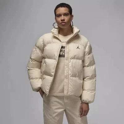 Nike JORDAN PUFFER JACKET Cream Beige Women Size Large FZ4527-203 (N) - Image 1 of 4