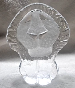 Vintage Löwenkopf Design Glas Kristall Briefbeschwerer MATTEN JONASSON schwedischer Künstler 70er - Bild 1 von 10