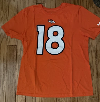 Camiseta Nike Denver Broncos Para Hombre L Grande Naranja #18 PEYTON MANNING NFL Foto 1 de 4