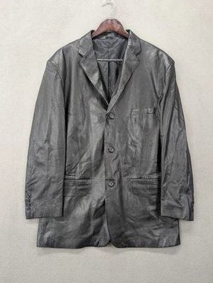 Abrigo Blazer Chaqueta Deportivo Alfani Para Hombre Talla 44L Negro Cuero Genuino 3 Botones Foto 1 de 4