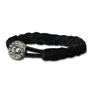 SilverDream Bracciale da donna in pelle nero chiusura glitterata braccialetto LAP522S - Foto 1 di 6