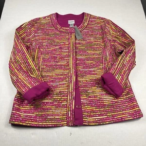 Chicos Anna Belle Sugarberry Dreams Jacket Pink Abstract NWT Colorful Size XL 3 - Picture 1 of 13