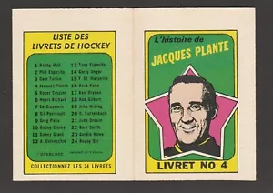 Folletos franceses OPC 1971-72 O-PEE-CHEE #4 JACQUES PLANTE 20477 - Imagen 1 de 2