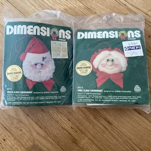 Dimensions Mr. +Mrs. Claus Puffie Stuffns Plüsch Kopf Crewel Ornament Kit 3 Zoll 1981 - Bild 1 von 2