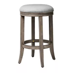 Maven Lane Stool in Reclaimed Oak Finish w/Ash Grey Fabric Upholstery(For Parts) - Picture 1 of 6