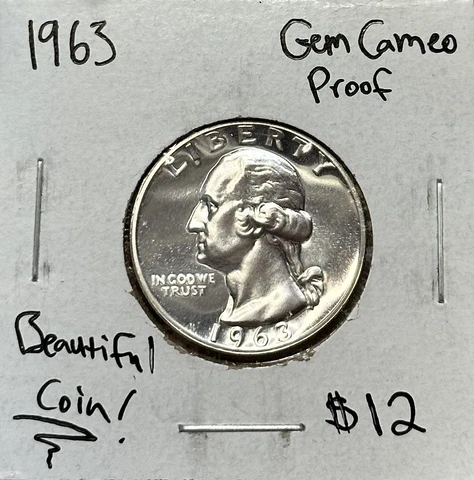 1963 Washington Quarter ~Gem Proof Cameo!~ Frosty! Cover