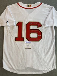 BOSTON RED SOX- JIM LONBORG AUTOGRAPH #16 MAJESTIC STAT JERSEY PSA AM76587 - Picture 1 of 4