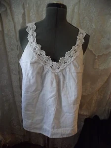 APOSTROPHE WHITE COTTON SLEEVELESS TOP floral crocheted lace SIZE XL - Bild 1 von 8