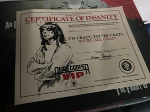 Alice Cooper VIP Merch Certificate Of Insanity Signed by Nurse Sheryl - Picture 1 of 2