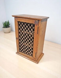 Vintage Wooden Side Kitchen Cabinet Original Old Hand Crafted Iron Grill - Picture 1 of 7