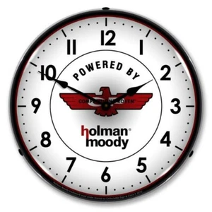 Retro Nostalgic Holman Moody Game Room Man Cave Backlit LED Lighted Wall Clock - Picture 1 of 4