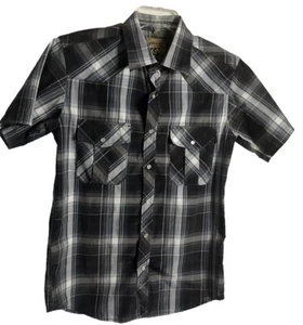 S Coevals Club Men Western Shirt Polyester/cotton Gray Collared With Pockets - Picture 1 of 4