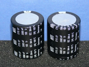 Roederstein 3300uF 100V radial Elko snap in Elektrolyt Kondensator 2 Stk Set - Bild 1 von 2