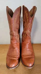 Stivali da cowboy western Lucchese fatti a mano struzzo pieno trapunta 7,5 3E - Foto 1 di 17