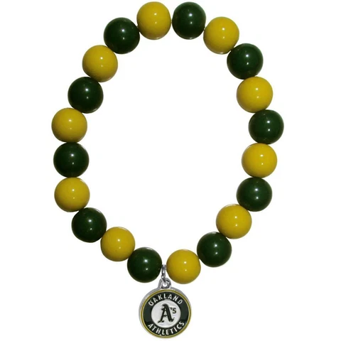 Oakland Athletics Bead Style Bracelet [NEW] MLB Wrist Stretch Necklace Jewelry Cover