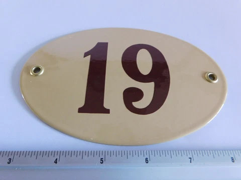 Old Vintage Art Nouveau Enamel Porcelain House Door Number Street Sign Plaque 19 Cover