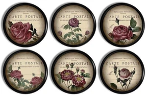 4er & 6er Pack Vintage Pfingstrose Rose Schrankknöpfe - Shabby Blumen Romantik Schubladengriffe - Bild 1 von 6