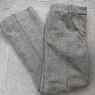 Tory Burch Pant Womens 2 Gray Herringbone Wool Blend Ankle Kane Trousers Classic - Image 1 of 4