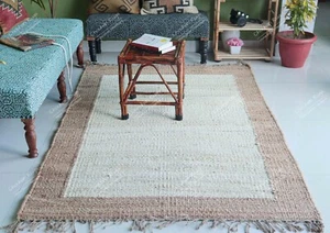 Natural Handwoven Boho Décor Hemp Jute Rug Hemp Rug For Home and Living Interior - Picture 1 of 9