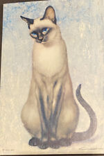 1965 One Vintage Siamese Cat print  Mcm Mid Century Girard Goodenow Gig Small