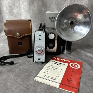 Vintage Argus 75 Film Camera with Neck Strap & Folding Flash Unit, Case - Picture 1 of 6