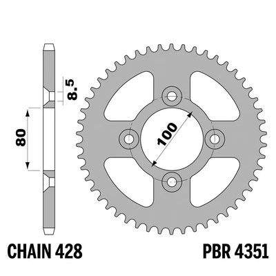 AJP PR3 200 2008-2013 pignon arrière PBR pas 428 46 Dents Fer - Photo 1/4