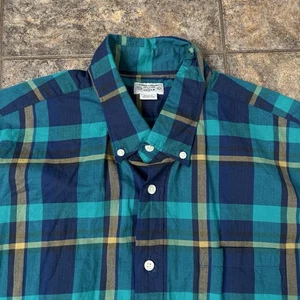J Crew Summer Plaid Mens Shirt Sz L Button Front Short Sleeve Lightweight Cotton - Picture 1 of 3