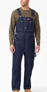 Neu mit Etikett Dickies Indigo Latzhose Herren dunkle Waschung Denim Gr. 46 x 34 brandneu - Bild 1 von 4