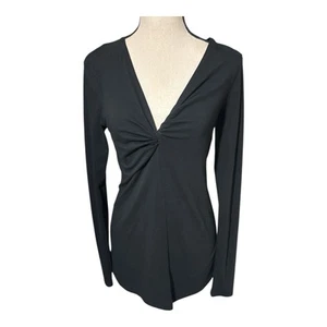 Theory Twisted Front Knoten Top schwarz Größe Medium V-Ausschnitt lange Ärmel. - Bild 1 von 7