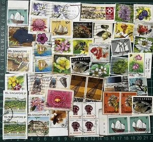 Singapore 50 Stamps Used Postal On & Off Paper Plus Free Shipping & Free Gift - Picture 1 of 1