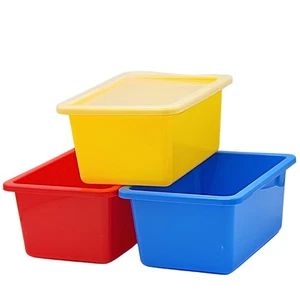 Plastic Storage Bins with Lids, 5 Qt, 3 Pack, Colorful Plastic Cubby Storage ... - Picture 1 of 9