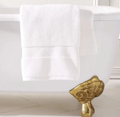 NEW Ralph Lauren 30"x56"Bath Towels Sailcloth Pure White Wescott 100% Cotton - Image 1 of 4