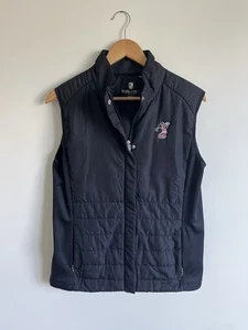 Kate Lord Disney Womens Puffer Vest Jacket Golf Minnie Black Sz Large Full Zip - Picture 1 of 3