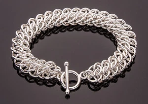 GSG Chain Maille Bracelet Artisan Crafted .925 Sterling Silver 7 Inches iDu - Picture 1 of 2