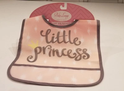 Babero para bebé niña Little Princess rosa y gris - Babero 100 % PEVA resistente al agua Foto 1 de 3