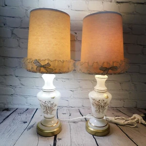 VTG Pair French Handcrafted Vanity Lamps Stanley Home Products 12" NOS DAMAGED - Picture 1 of 24