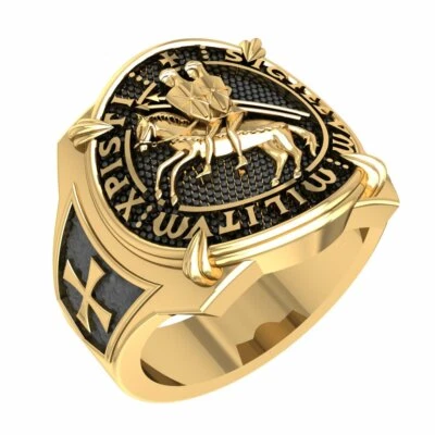 Anillo Masónico El Sello de los Caballeros Templarios Joyería de Latón Talla 6-15 BR-55 Foto 1 de 4