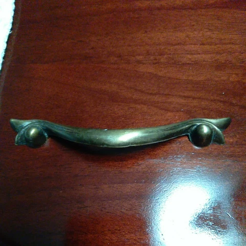 Antique Brass Victorian French Provincial Drawer Pull Handle, 3" Center To Cover