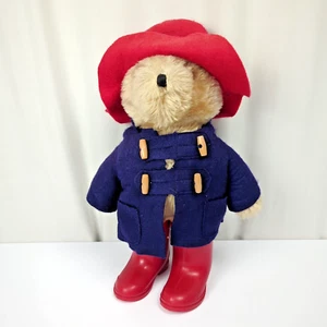Eden ~15" Paddington Bear Plush Standing Red Hat Boots Wellies Blue Coat Vintage - Picture 1 of 9