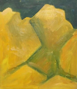 VINTAGE CUBIST OIL PANTING LANDSCAPE - Picture 1 of 13