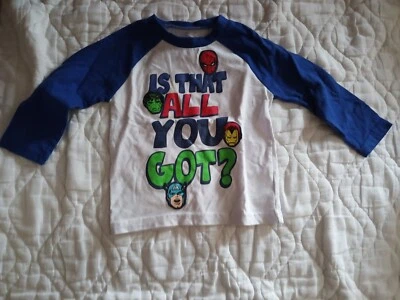 Marvel Super Hero Squad, camisa estilo béisbol, "¿Es eso todo lo que tienes?" Talla 2T Foto 1 de 4