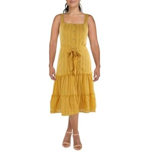 Tahari ASL Womens Yellow Daytime Midi Boho Sundress 10 BHFO 0004 - Picture 1 of 2