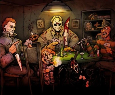 Cut The Deck- Stabbing Horror Characters Mink Faux Fur Throw Blanket Super Soft - Image 1 of 2