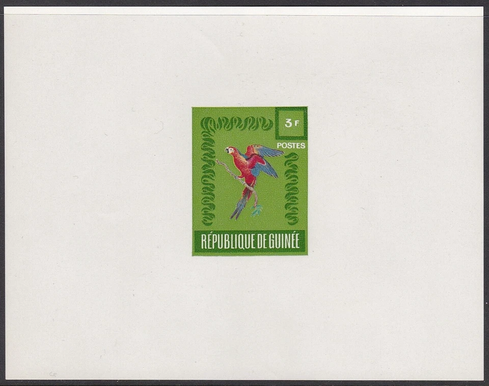 Guinea 1962 3fr, Wildlife, Fauna, Bird, Parrot, Unissued Green Deluxe Proof - Image 1 of 1