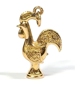 Vintage 19k Yellow Gold Decorative Rooster Charm - Picture 1 of 3